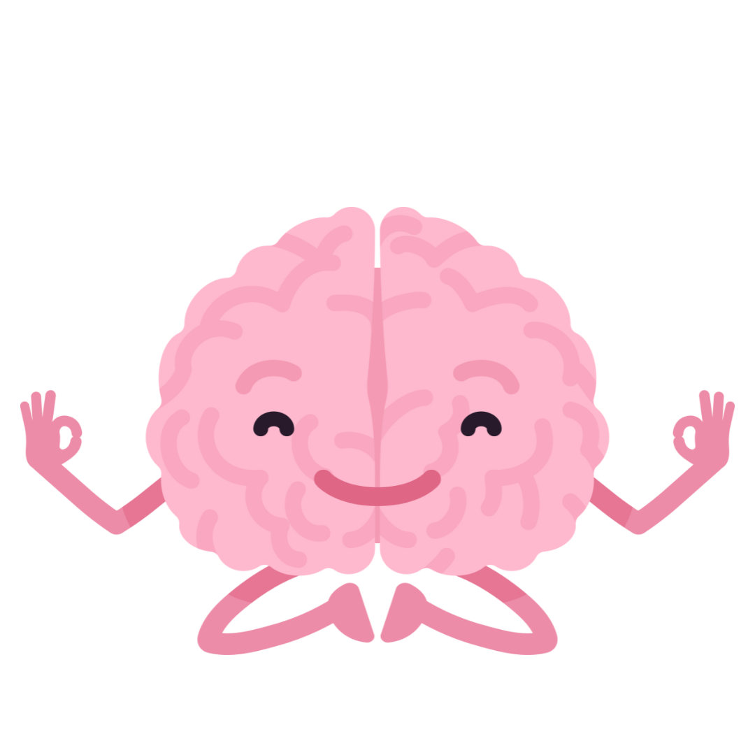 Illustratie van een lachend en mediterend brein - door Andrew Reibalko